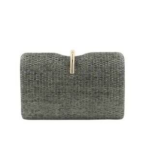 NEW BC HANDBAGS straw clutch in pewter